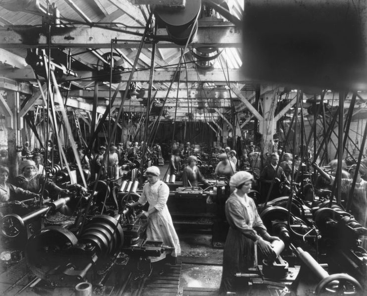 Munitionettes working in a factory