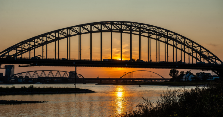 Nijmegen bridge at sunset