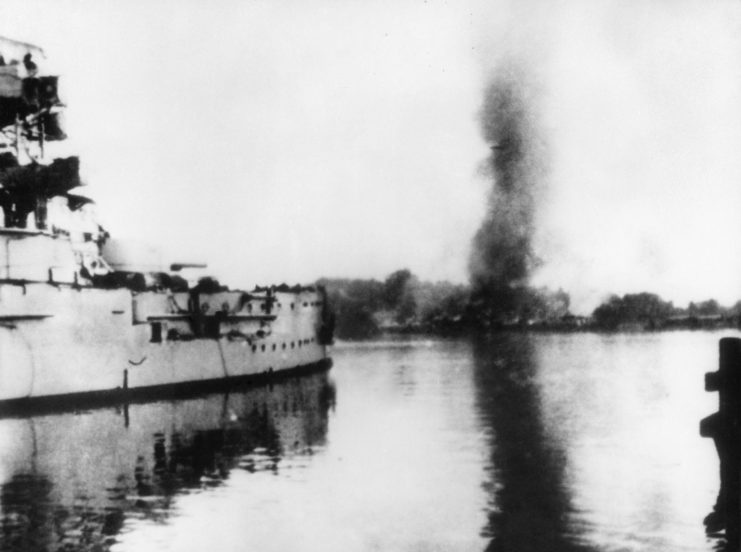 The German battleship SMS Schleswig-Holstein