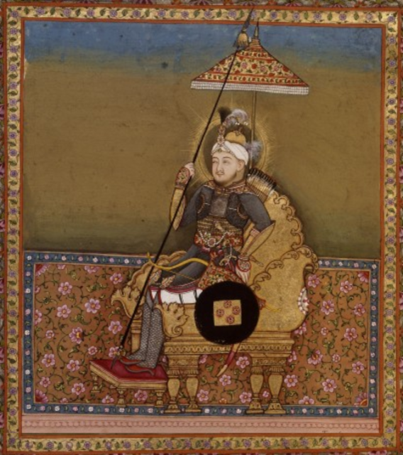 Timur sitting on a throne