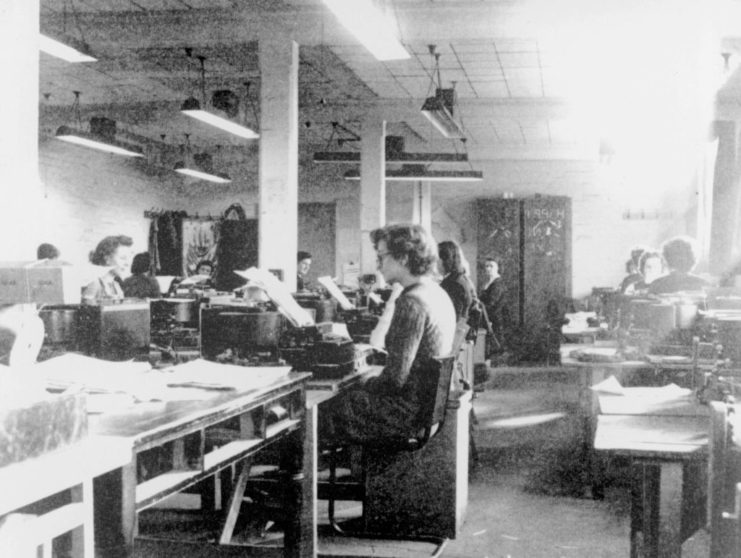 Women working with Typex machines
