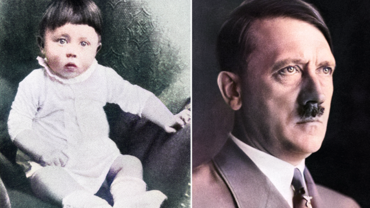 Adolf Hitler as a baby + Military portrait of Adolf Hitler