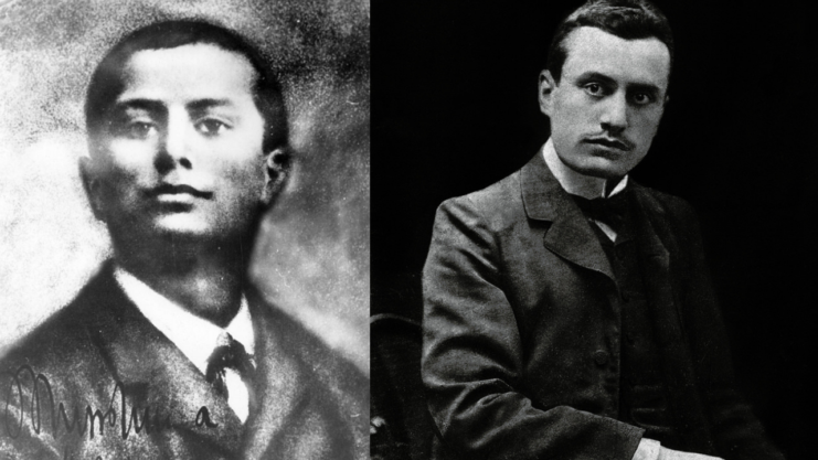 Benito Mussolini as a teenager + Benito Mussolini during his university years
