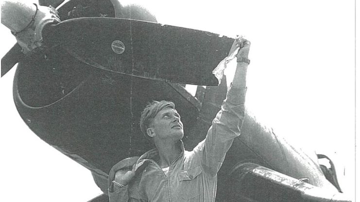 Robert Klingman cleaning off his propeller 