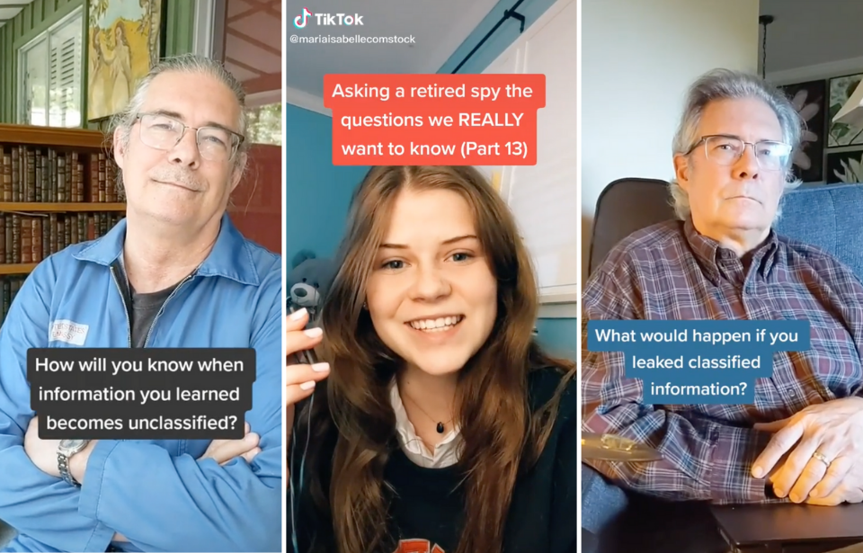 Screenshots of Maria and her father from her TikTok videos