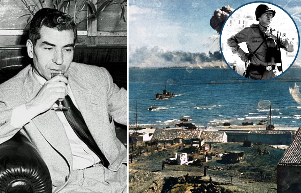 Charles "Lucky" Luciano + Tanker explosion off the coast of Italy + General George Patton