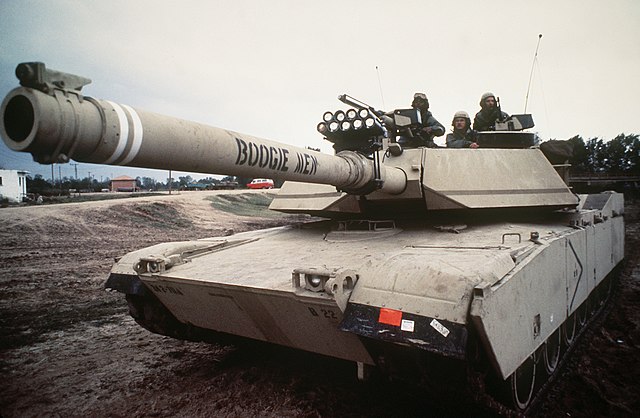 Front view of a M1 Abrams tank