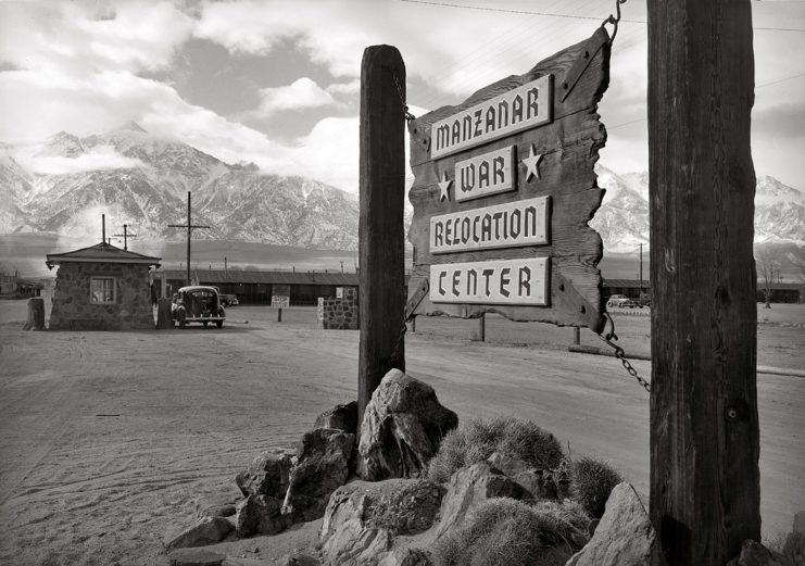 Entrance sign to the Manzanar War Relocation Center