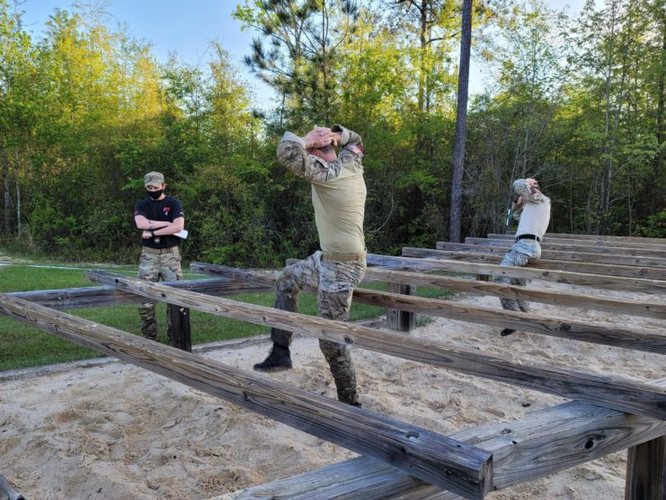 US Army Sniper School trainees during a physical fitness test
