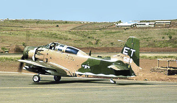 Douglas A-1E Skyraider parked on the runway