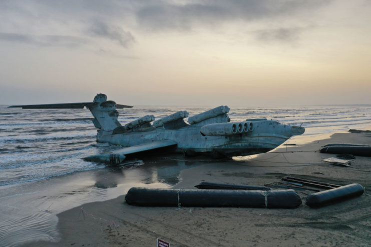 Lun-class Ekranoplan MD-160 on the shore