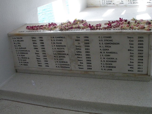 List of USS Arizona survivors covered in flower petals