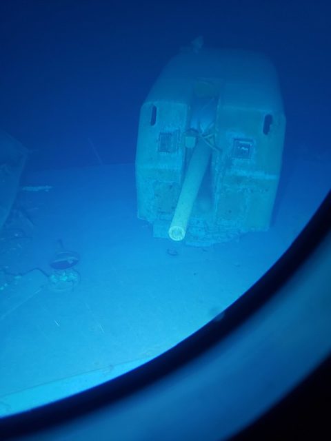 USS Johnston shipwreck below the water