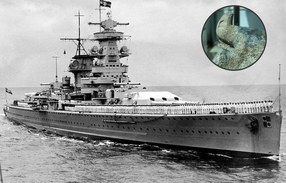 Admiral Graf Spee at sea + Close up of the bronze eagle's head