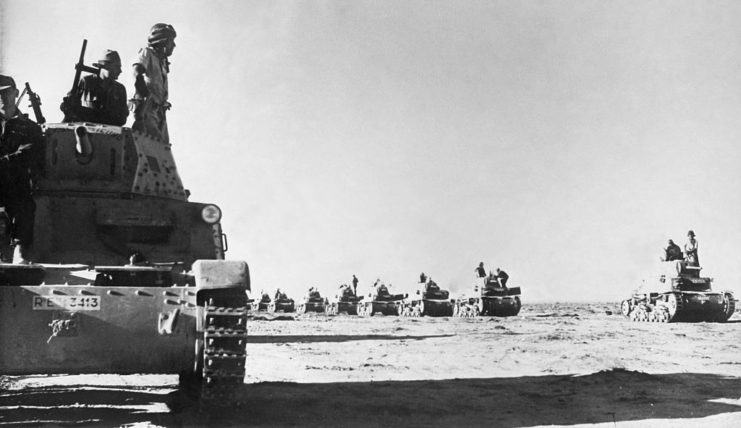 Italian tanks in North Africa during the Battle of El Alamein