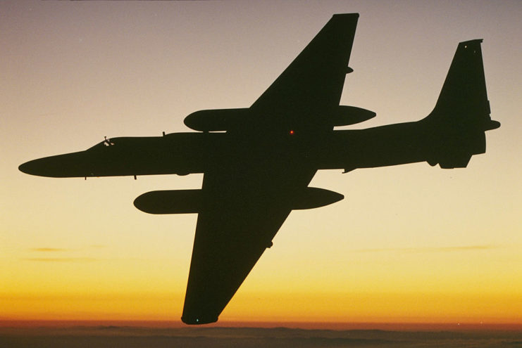 Lockheed U-2 flying at sunset