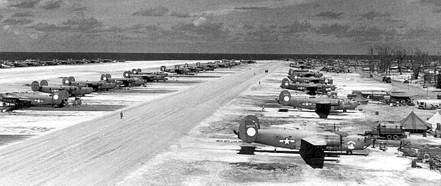 B-24 Liberators parked along a runway