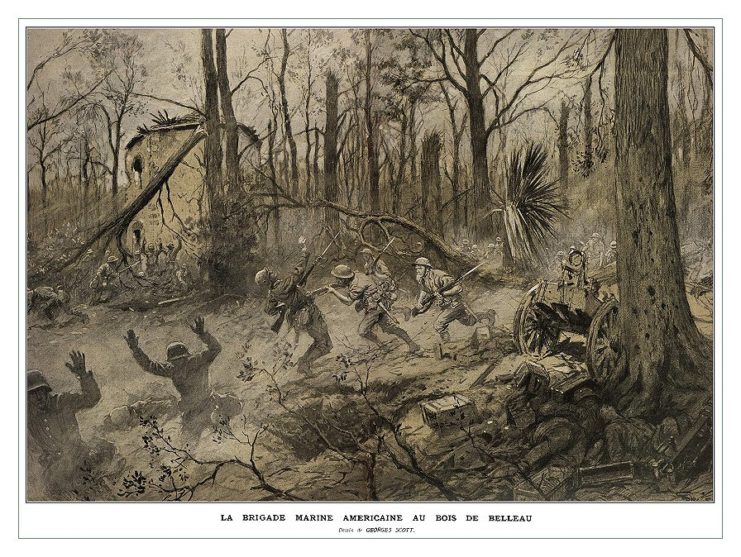 Artist's depiction of the Battle of Belleau Wood