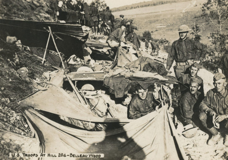 American soldiers camping out