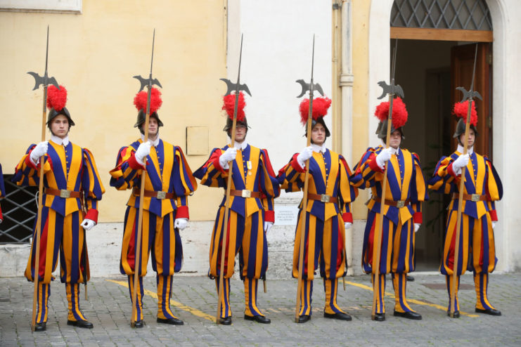 The Swiss Guard stand on watch