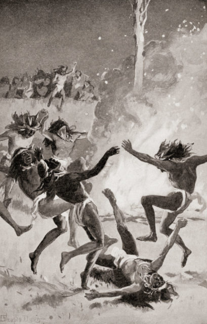 Artist's depiction of Native Americans performing the Ghost Dance