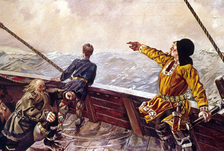 Per Krohg's painting of Leif Erikson landing in North America