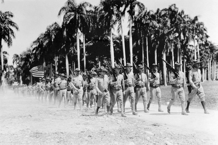 US Marines marching in Haiti