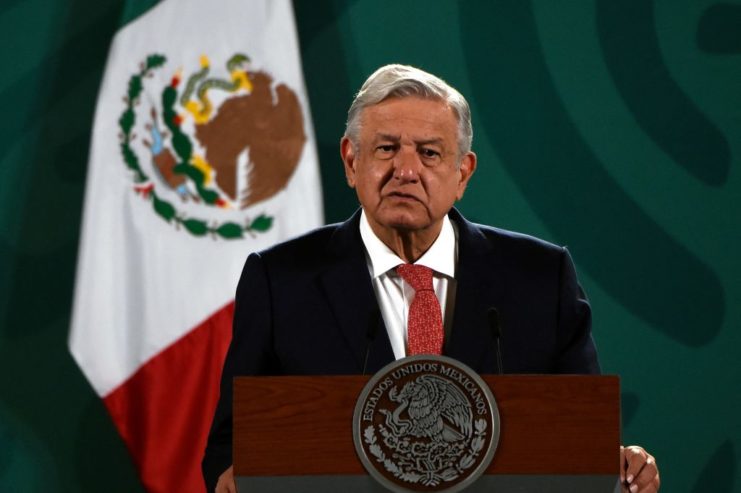 Mexican President Andrés Manuel López Obrador standing at a podium