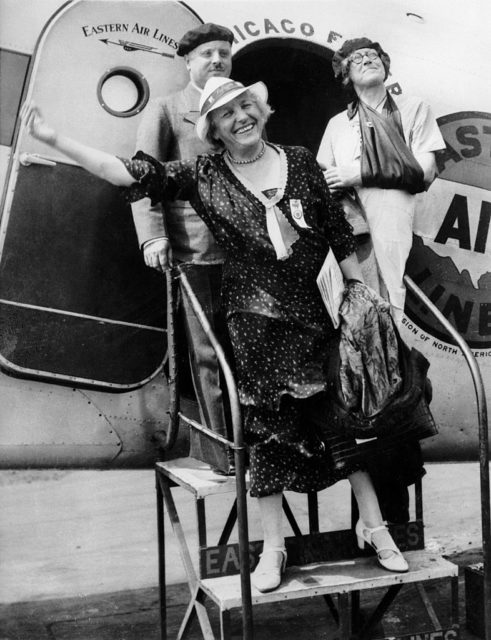 Marie Marvingt arrives in Washington DC to speak to the American Legion in 1947