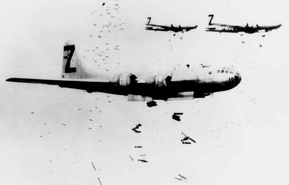 US aircraft dropping incendiary bombs