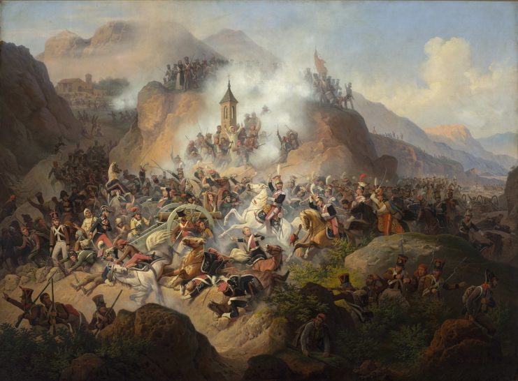Artist's rendition of the Battle of Somosierra