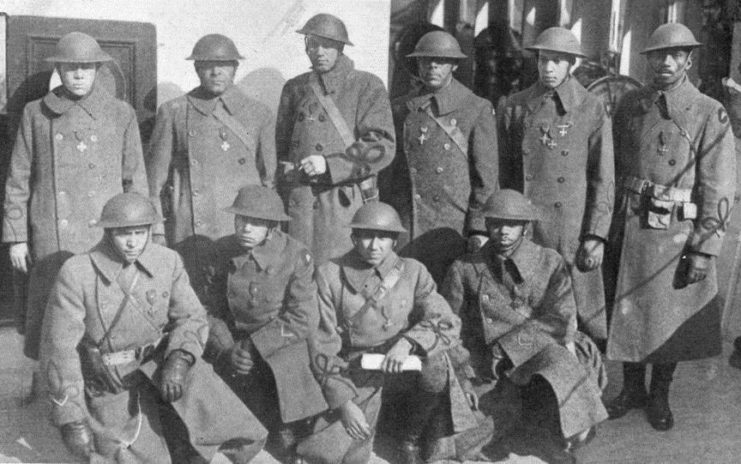 Officers with the 370th Infantry Regiment standing together