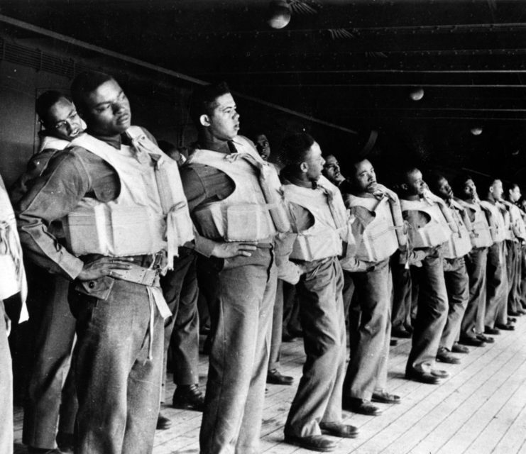American soldiers wearing lifejackets