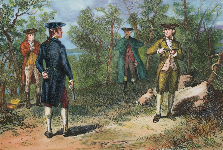 Drawing depicting the Hamilton-Burr duel 