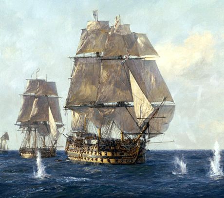 The two cannons would have been from a ship similar to this British clipper in 1792.