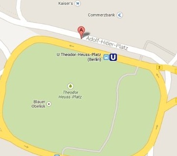 Google Maps last January 9 renamed Theodor-Heuss-Platz to Adolf-Hitler-Platz.