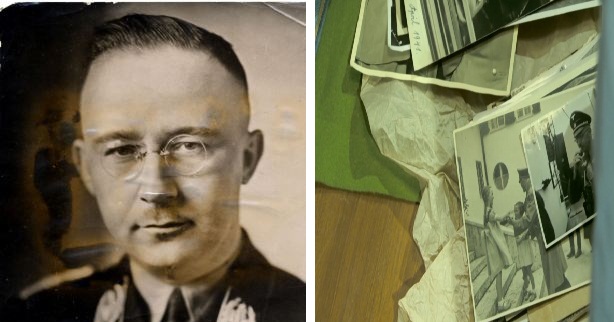 (Left) Heinrich Himmler and (right) the collection of letters, photos and notes that belonged to him.