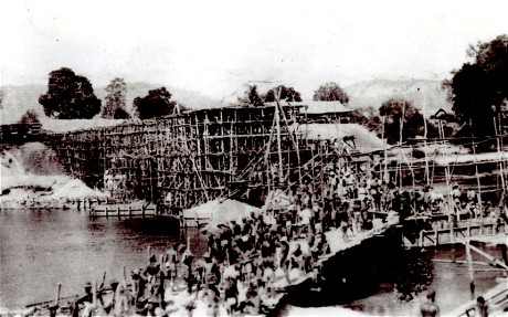 The Railway Under Construction as it Crosses River Kwai
