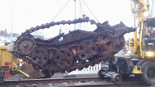 The SDKFZ-10, a German military vehicle used during WWII, found in Euskerchin Station. (Photo: Polizei News)