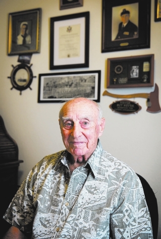 WWII veteran and Navy sailor Calvin Pascetta who got to serve in three different wars - WWII, Korean War and the French Indochina War. he recently celebrated his 90th birthday last Feb. 3. (Samantha Clemens/Las Vegas Review-Journal)