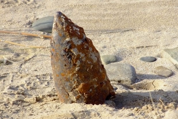 Unexploded artillery found at Crow Point on February 16, 2014 and destroyed by Royal Navy Squad. (Photo: North Devon Journal)