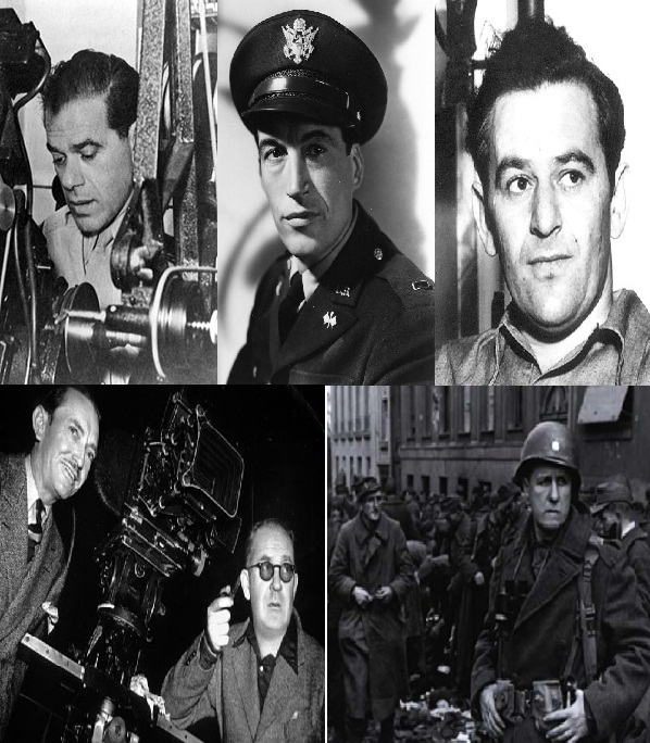 The five Hollywood directors: (Above left to right) Frank Capra, John Huston, William Wyler (Bottom left to right) John Ford and George Stevens.