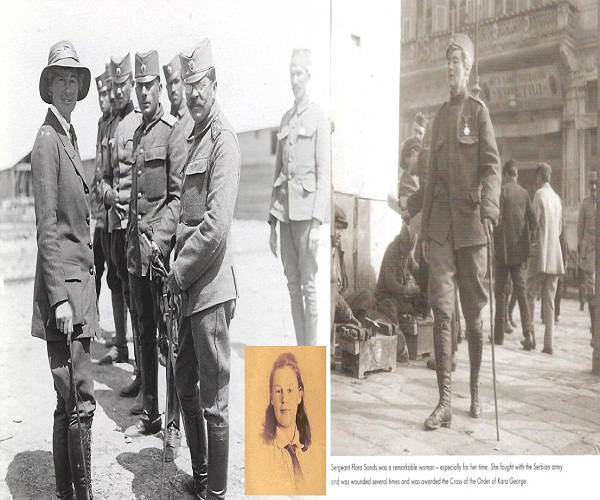 Flora Sandes as she fought WWI with the Serbian Army and (small picture) her as a young spirited girl.