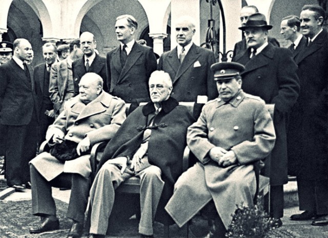 Yalta or Crimean Conference between Churchill, Roosevelt and Stalin - 1945. - Wikipedia / Public Domain