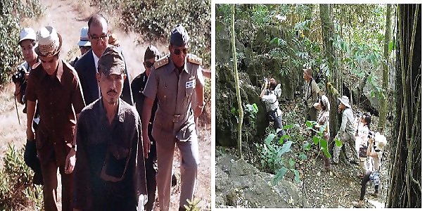 (Left) Hiroo Onoda when he surrendered way back in 1974 and (right) the trail leading to Onoda caves where he was said to have lived for the three decades he stayed in Lubang island.