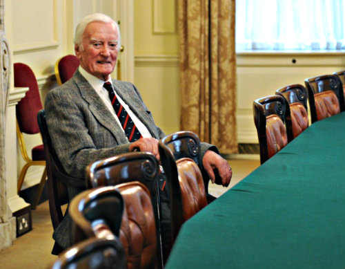 Leslie Valentine during the awarding of his Defense Medal by Prime Minister David Cameron in 2012.