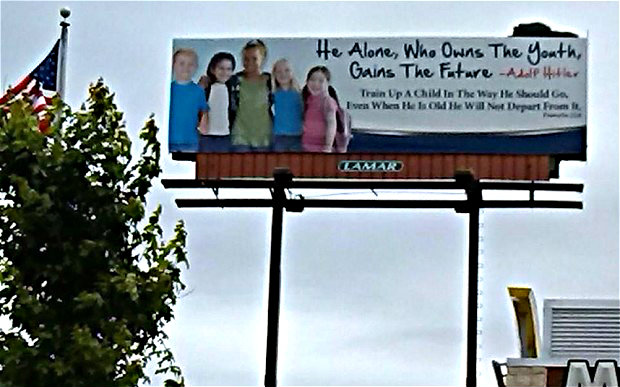 Hitler Quote in Christian Ministry Billboard