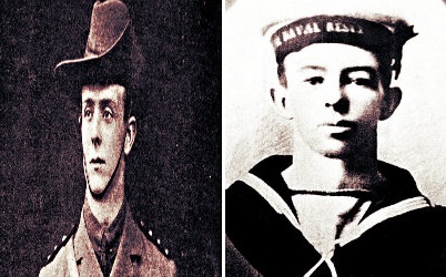 Captain Brian Pockley (left) and Able Seaman Billi Williams (right), believed to be the first Australian soldiers killed during WWI.