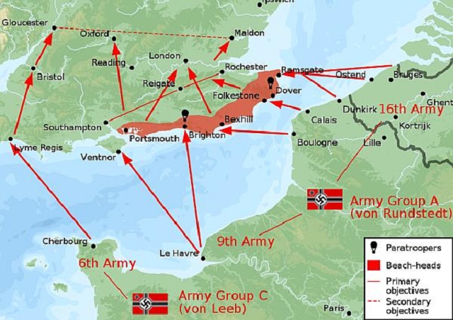 Plan of battle of Operation Sealion, the cancelled German plan to invade England in 1940