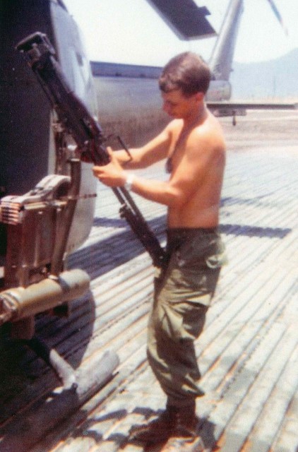 Al Nichols is pictured above in 1967 mounting an M-60 machine gun on a UH-1 “Huey” helicopter while stationed at Phu Hiep in Vietnam. Courtesy of Al Nichols 
